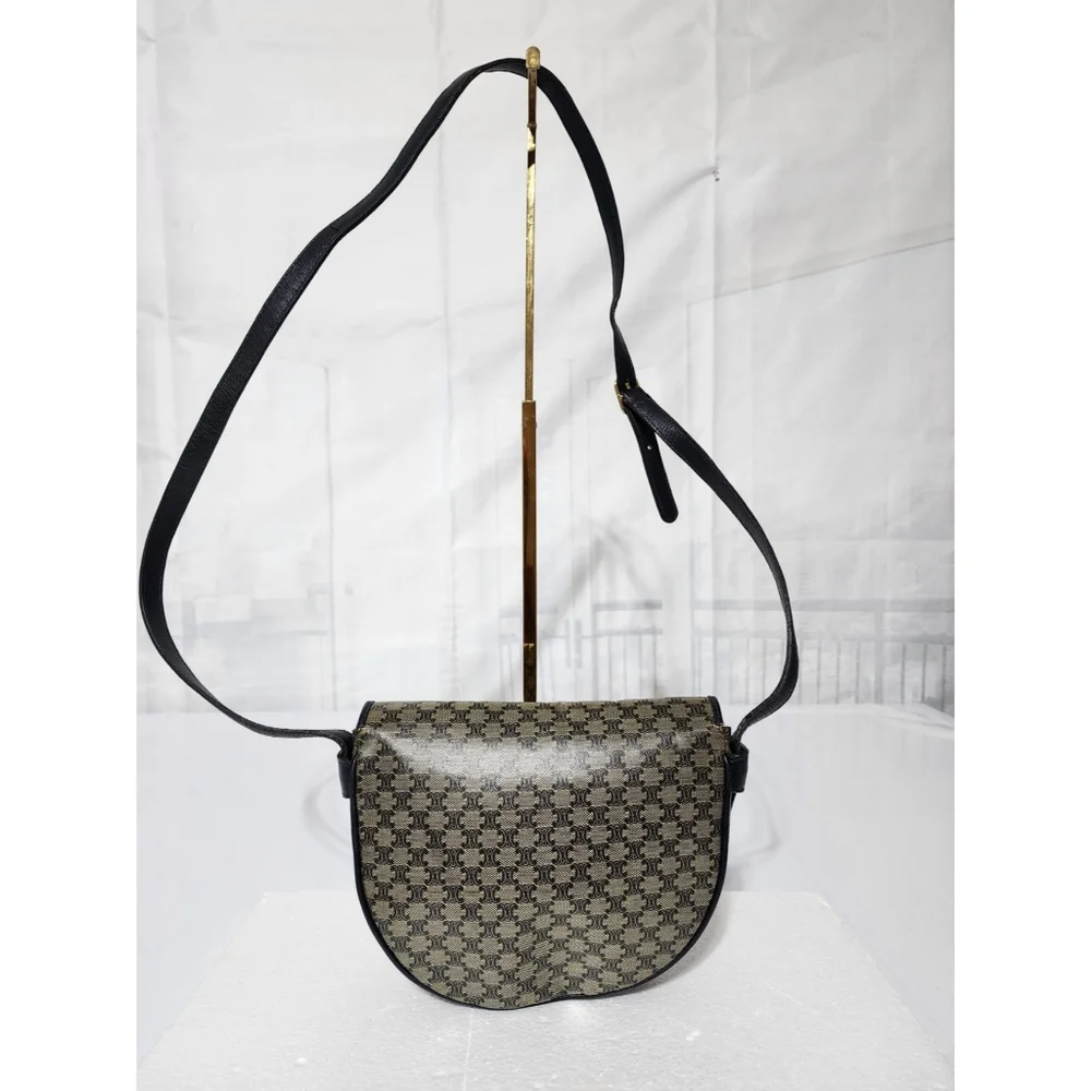CELINE Macadam Crossbody Bag Navy Blue/Beige